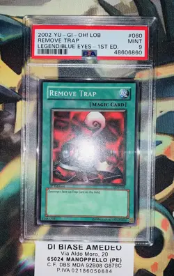 YU GI OH PSA 9 REMOVE TRAP LOB-060 1st FIRST EDITION LEGEND OF BLUE EYES 2002! - Image 6