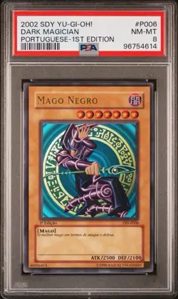 YU GI OH PSA 8 BLACK MAGICIAN DIY-P006 1st EDITION PORTUGUESE STARTER DECK 2002! - Image 4