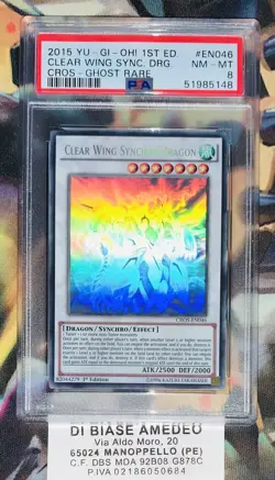YU GI OH PSA 8 CLEAR WING SYNCHRO DRAGON CROS-EN046 1st EDITION GHOST RARE 2015 - Image 1