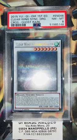 YU GI OH PSA 8 CLEAR WING SYNCHRO DRAGON CROS-EN046 1st EDITION GHOST RARE 2015 - Image 2