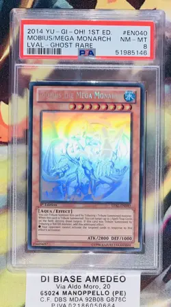 YU GI OH PSA 8 MOBIUS THE MEGA MONARCH LVAL-EN040 1st FIRST EDITION GHOST RARE - Image 1