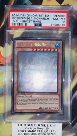 YU GI OH PSA 8 MOBIUS THE MEGA MONARCH LVAL-EN040 1st FIRST EDITION GHOST RARE - Image 2