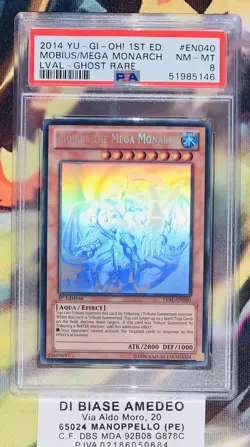 YU GI OH PSA 8 MOBIUS THE MEGA MONARCH LVAL-EN040 1st FIRST EDITION GHOST RARE - Image 5