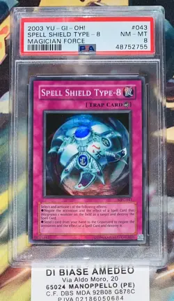 YU GI OH PSA 8 SPELL SHIELD TYPE-8 MFC-043 MAGICIAN FORCE 2003! - Image 1