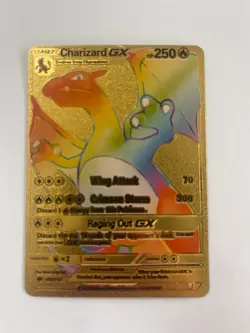 Rainbow Charizard GX Gold Foil Fan Art  Display Card MINT - Image 3