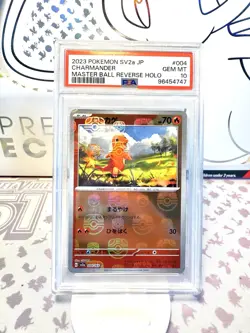 PSA10 Pokemon Card 151 Charmander Master Ball Reverse Holo 004/165 Sv2a Japanese - Image 6