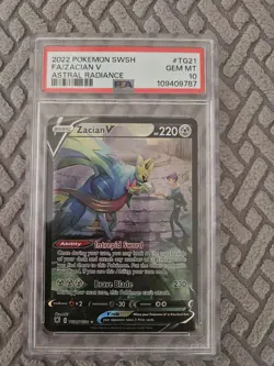 Pokemon Zacian V TG21/TG30 Astral Radiance Trainer Gallery #TG21 GEM MINT PSA 10 - Image 1