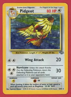 Pidgeot 08/64 Jungle Holo Unlimited Pokemon Card 1999 - Damaged - Image 1