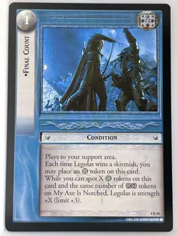 LORD OF THE RINGS TCG TWO TOWERS RARE CARD 4R69 FINAL COUNT lp - Image 1