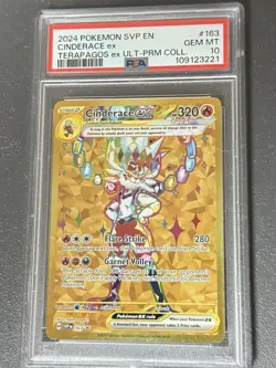 PSA 10 GEM MINT Cinderace Ex SVP163 SVP 163 Gold FULL ART PROMO Pokemon Card - Image 1