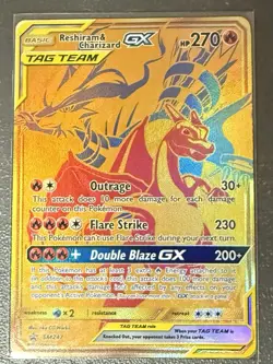 Reshiram & Charizard GX GOLD CARD BLACK STAR PROMO SM247 ULTRA RARE 2021 Pokemon - Image 1