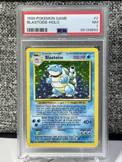 Pokemon PSA 7 NM 1999 Blastoise Base Set Unlimited Holo Card Vintage 2/102 WOTC - Image 1