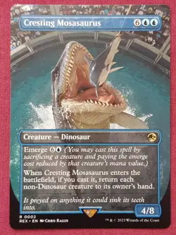 Magic The Gathering JURASSIC WORLD CRESTING MOSASAURUS blue card MTG - Image 1