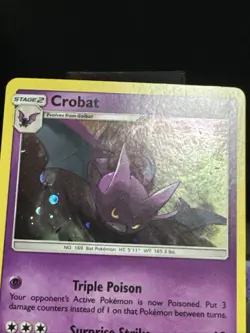 Pokemon Card Crobat 56/149 Sub & Moon Base Holo HD Swirl Light Play 2 - Image 3