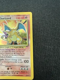 Pokemon TCG Charizard Holo Rare Card 004/102 Vintage Base Set - Image 3