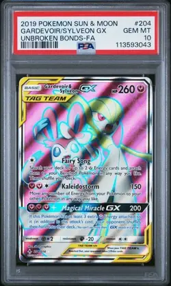 2019 POKEMON SUN & MOON UNBROKEN BONDS FULL ART/GARDEVOIR & SYLVEON GX PSA 10 - Image 1