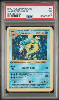 PSA 3 1999 Base Set 1st Edition Shadowless Gyarados 6/102 Holo Foil Pokemon WOTC - Image 1
