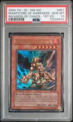 YUGIOH PSA 10 2004 Manticore of Darkness IOC-067 Ultra Rare 1st Edition *6649 - Image 1