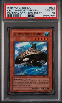 YUGIOH PSA 10 Orca Mega Fortress of Darknes IOC-084 Super Rare 1st Edition *2930 - Image 1