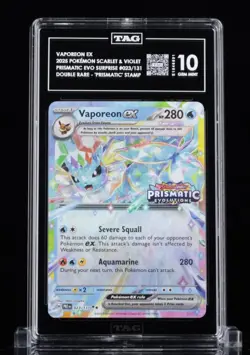 Pokemon TCG Prismatic Evolutions Vaporeon EX Stamped Promo Card 023/131 TAG 10 - Image 1