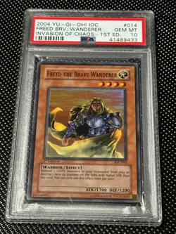 YUGIOH PSA 10 Freed the Brave Wanderer IOC-014 Super Rare 1st Edition *9433 - Image 1