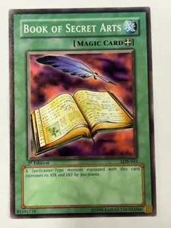 Yugioh LOB-043 Book of Secret Arts 1st Ed. Vintage Original Mint out of Pack - Image 1