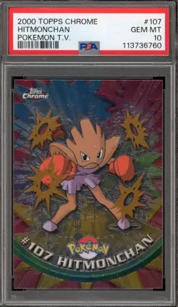 Pokemon Topps Chrome Hitmonchan #107 PSA 10 Gem Mint - Image 1