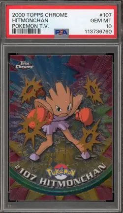 Pokemon Topps Chrome Hitmonchan #107 PSA 10 Gem Mint - Image 3