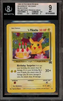 Pokemon Birthday Pikachu Black Star Holo Promo #24 BGS 9 Mint - Image 3