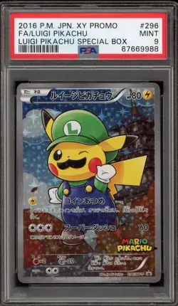 Pokemon Luigi Pikachu Special Bx. Japanese Full Art Promo 296/XY-P PSA 9 Mint - Image 3