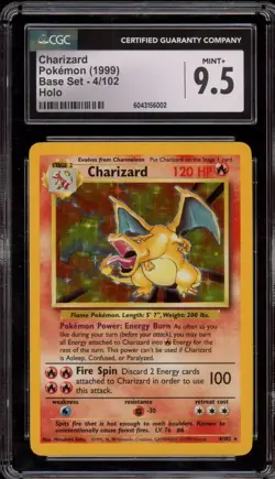 Pokemon Charizard Base Set Unlimited Holo Rare #4 CGC 9.5 - Image 1