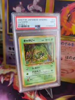 Pokemon Card Japanese Vending expansion sheet 1998 glossy PSA 9 Caterpie Raupy - Image 1