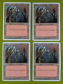 Mountain (A) x4 Fourth Edition 4th 4x Magic the Gathering MTG White Border - Image 1