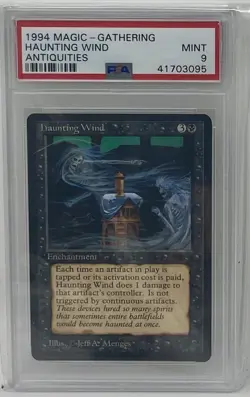 MTG Magic - Antiquities - Haunting Wind - PSA 9 - Image 2
