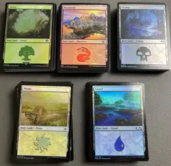 100 FOIL Basic Lands - MTG Magic  - 20 Swamp, Mountain, Forest, Plains, Island - Image 2