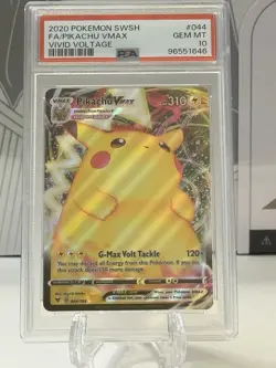Pokemon Pikachu VMAX Vivid Voltage Full Art Holo Card #044/185 PSA 10 Gem Mint - Image 1