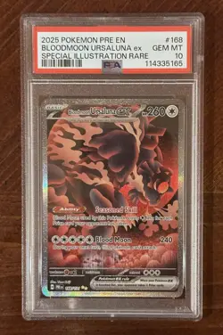 Pokemon Prismatic Evolutions BLOODMOON URSALUNA 168/131 EX SIR PSA 10 - Image 1