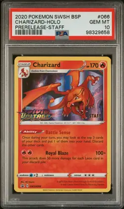 Pokémon Prerelease SWSH Vivid Voltage Staff Promo Charizard SWSH066 PSA 10 - Image 1