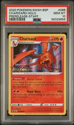 Pokémon Prerelease SWSH Vivid Voltage Staff Promo Charizard SWSH066 PSA 10 - Image 3