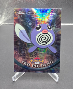 1999 Topps Chrome Pokemon Poliwag Spectra Refractor Card #60 LP - Image 3