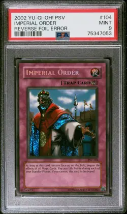 PSA 9 MINT Imperial Order PSV-104 Reverse Foil Error Secret Rare *7053 Yugioh - Image 1