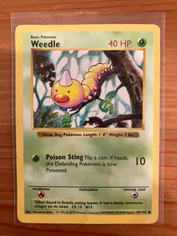 Pokemon TCG Base Set Shadowless Weedle 069/102 Common Regular HP (1) - Image 1
