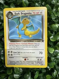 Dark Dragonite PokÃ©mon card from the Team Rocket set, released in 2000 - Image 1