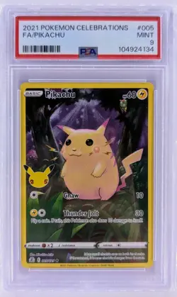 PSA 9 MINT PokÃ©mon Card Pikachu Celebrations 005/025 Holo Rare 2021 Full Art - Image 1