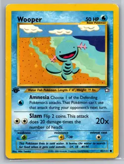 1st Edition Neo Genesis Wooper 82/111 PokÃ©mon Card WOTC Vintage LP - Image 1