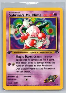 Pokemon Card - Sabrina's Mr. Mime Gym Challenge 1st Edition 59/132 Uncommon LP  - Image 1