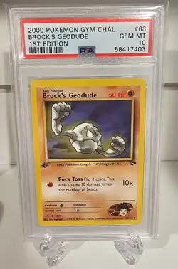 PSA 10 Pokemon Brock's Geodude #68 - 1st Edition Gym Challenge - Image 1