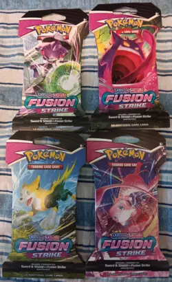 Pokemon Fusion Strike Full Art Set 4 Factory Sealed Sleeved Booster Packs - Image 1