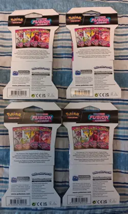 Pokemon Fusion Strike Full Art Set 4 Factory Sealed Sleeved Booster Packs - Image 2