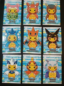 Pokemon 2024 Card Database Christmas Poncho Pikachu Heart Holo Set 9 Cards Peru - Image 5
